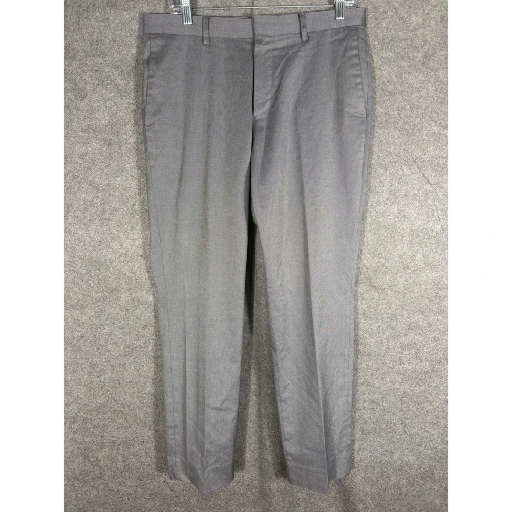 Banana Republic Slim Fit Gray‎ Cotton Blend Dress Pants Mens 32x30 Flat Front